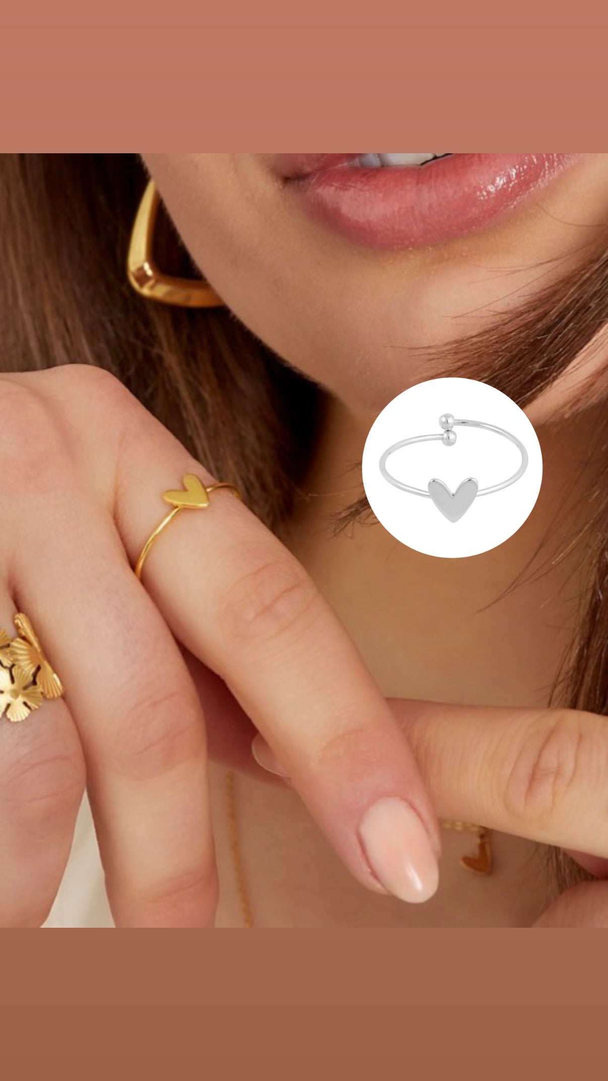 Mini Hjerte Ring - Justerbar