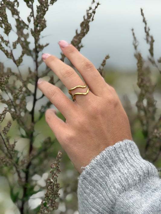 Dobbelt Wave Ring - Justerbar