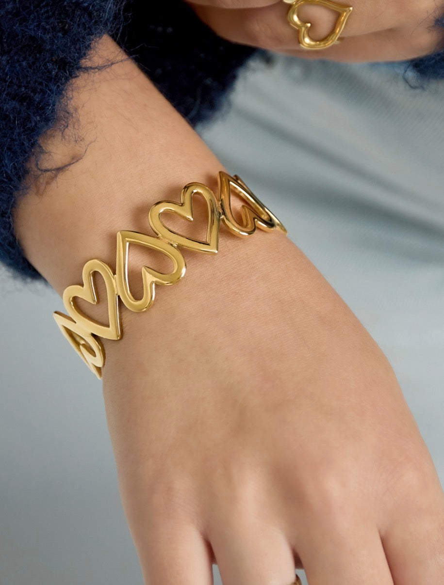 Heart Bangle - Forgyldt/Forsølvet