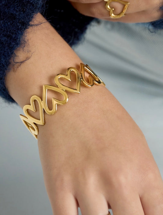 Heart Bangle - Forgyldt/Forsølvet