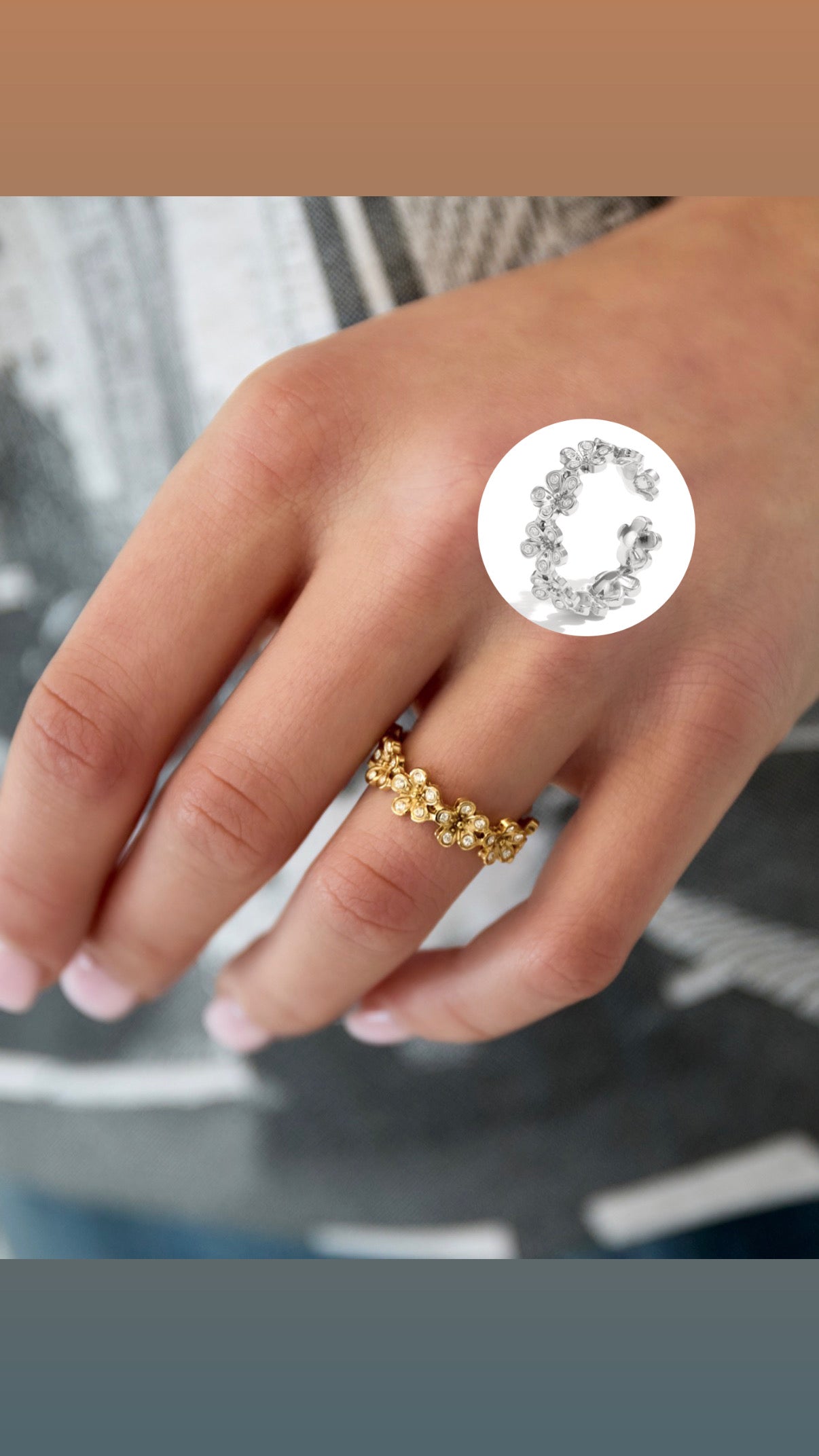 Crystal Flower Ring - Justerbar