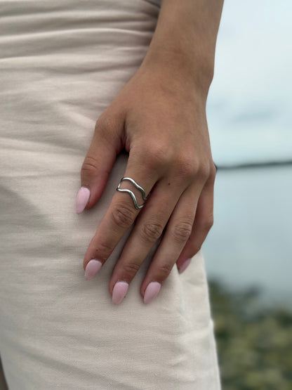 Dobbelt Wave Ring - Justerbar
