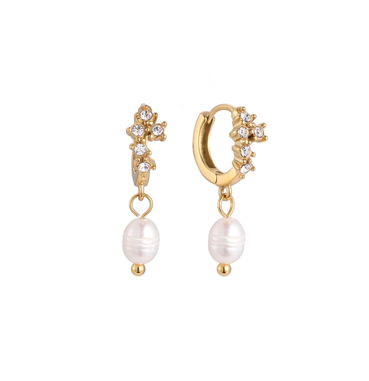 Crystal Pearl Hoops