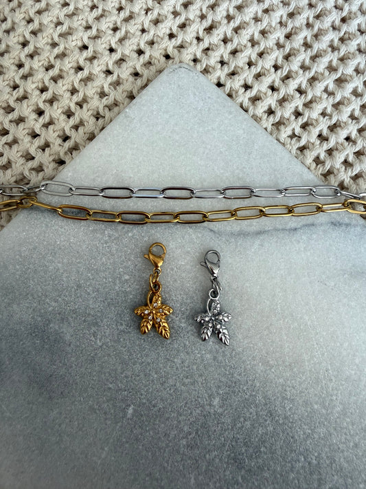 Crystal Leaf Charm