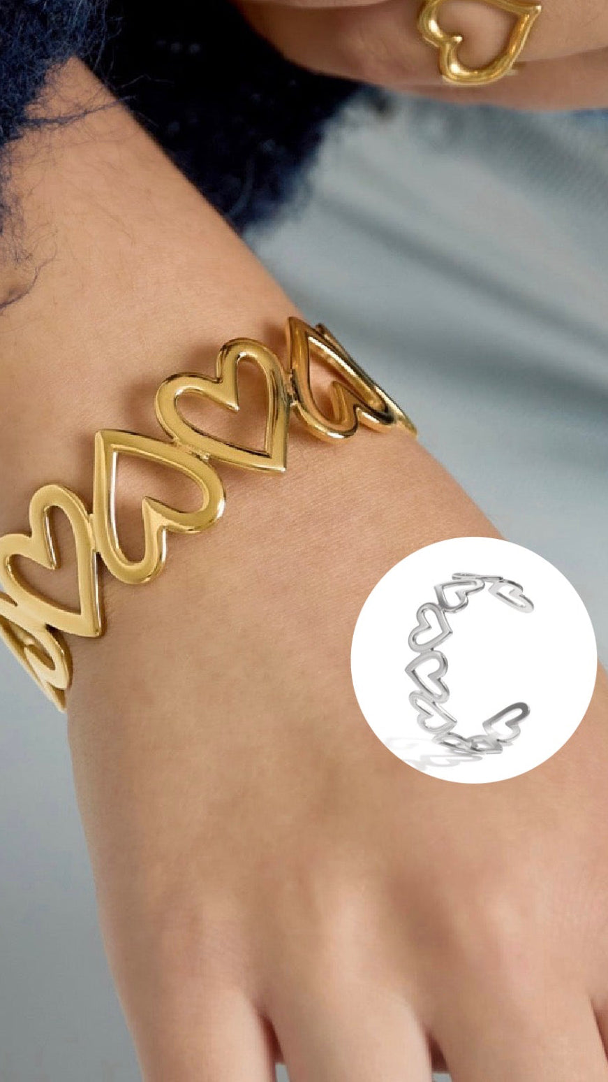 Heart Bangle - Forgyldt/Forsølvet
