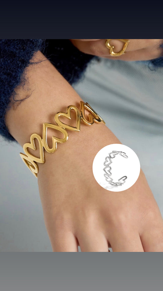Heart Bangle - Forgyldt/Forsølvet