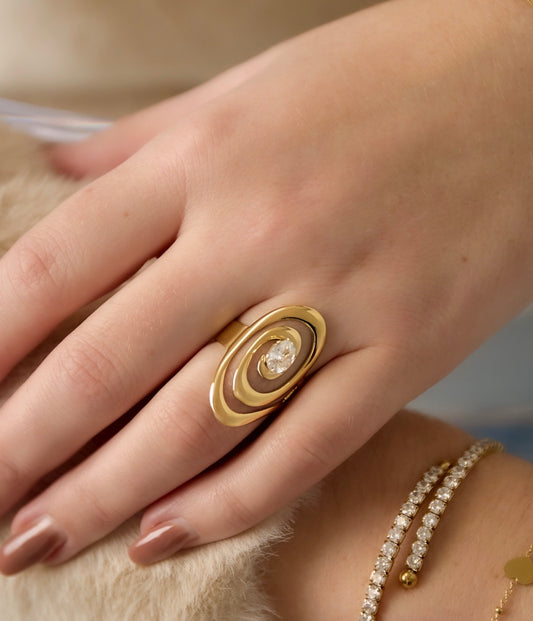 Love Stone Ring - Justerbar Forgyldt