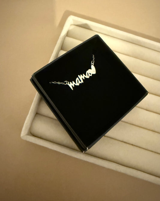 Mama m. Hjerte Halskæde - Forsølvet