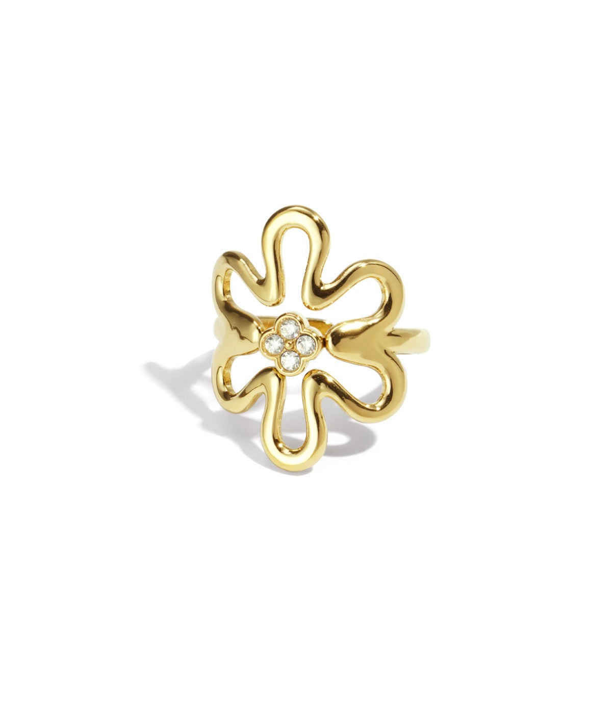 Sparkle Flower Ring - Justerbar