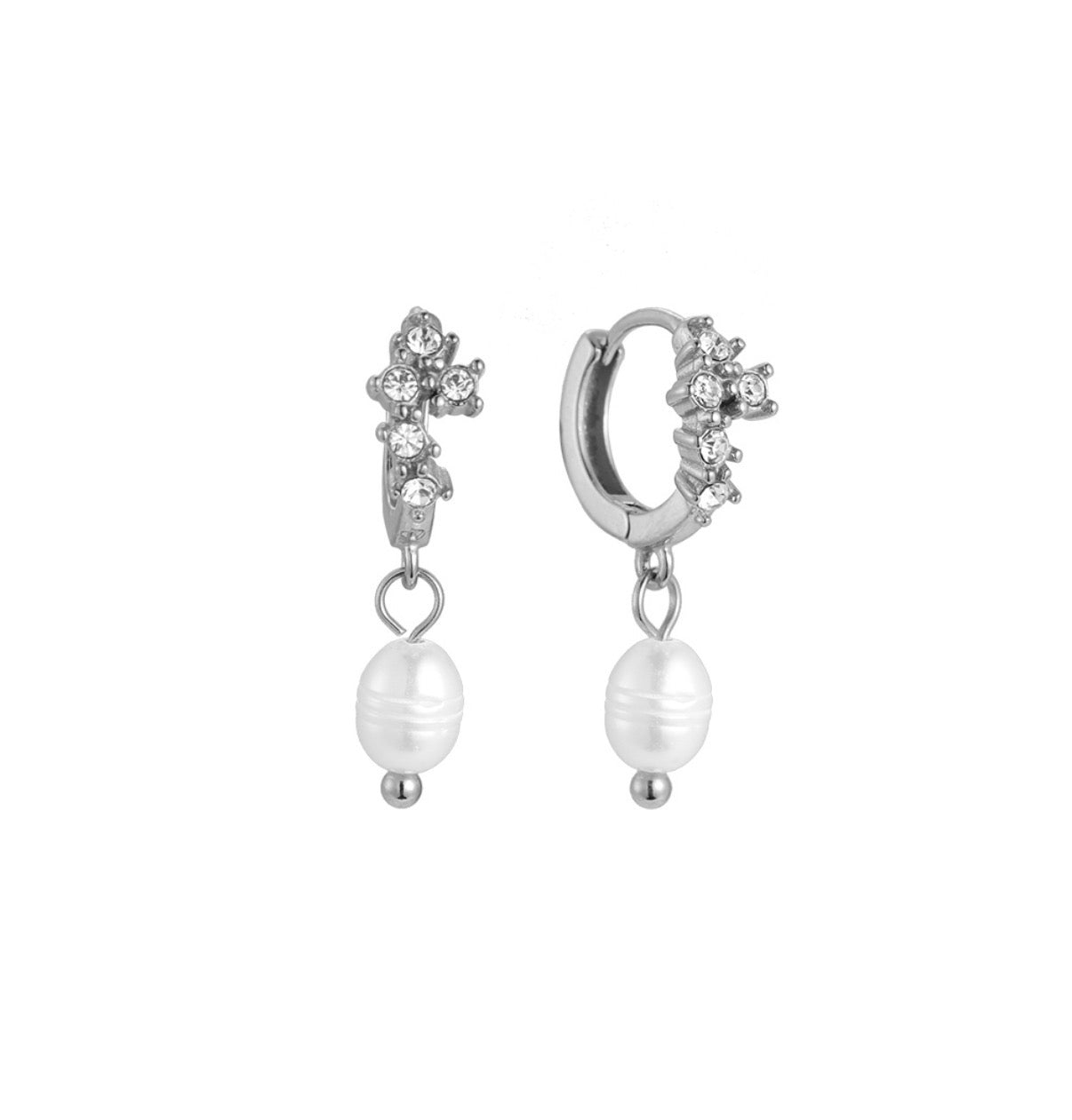Crystal Pearl Hoops
