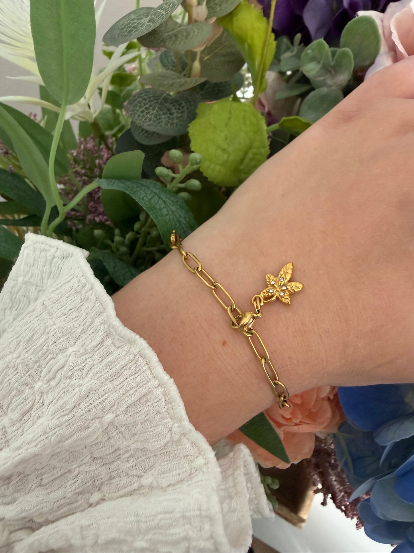 Crystal Leaf Charm