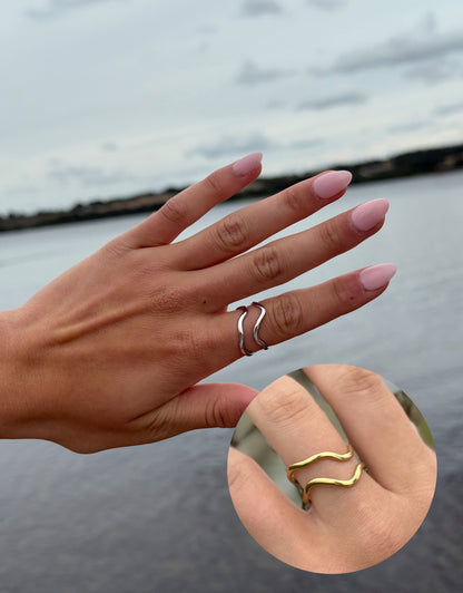 Dobbelt Wave Ring - Justerbar